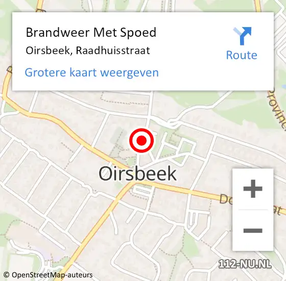 Locatie op kaart van de 112 melding: Brandweer Met Spoed Naar Oirsbeek, Raadhuisstraat op 18 december 2019 13:32