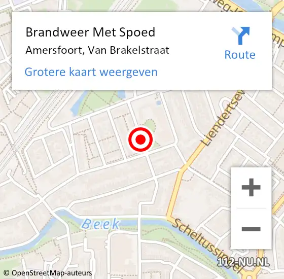 Locatie op kaart van de 112 melding: Brandweer Met Spoed Naar Amersfoort, Van Brakelstraat op 18 december 2019 13:34