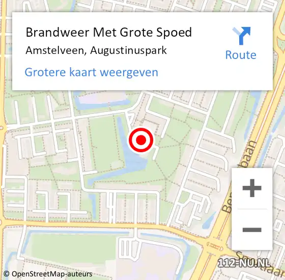 Locatie op kaart van de 112 melding: Brandweer Met Grote Spoed Naar Amstelveen, Augustinuspark op 18 december 2019 13:42