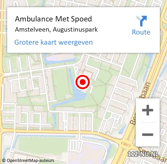 Locatie op kaart van de 112 melding: Ambulance Met Spoed Naar Amstelveen, Augustinuspark op 18 december 2019 13:43