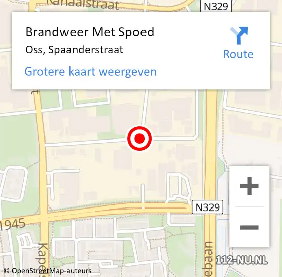 Locatie op kaart van de 112 melding: Brandweer Met Spoed Naar Oss, Spaanderstraat op 18 december 2019 15:32