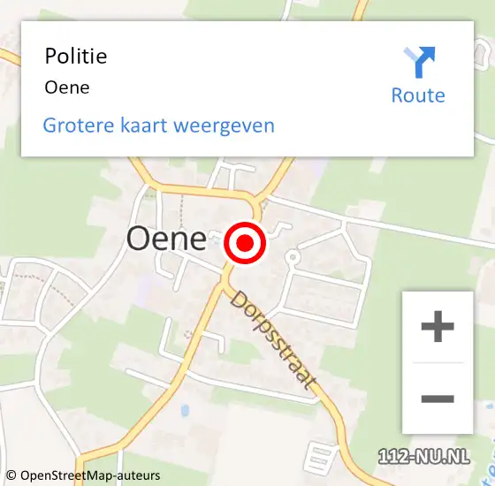 Locatie op kaart van de 112 melding: Politie Oene op 18 december 2019 17:11