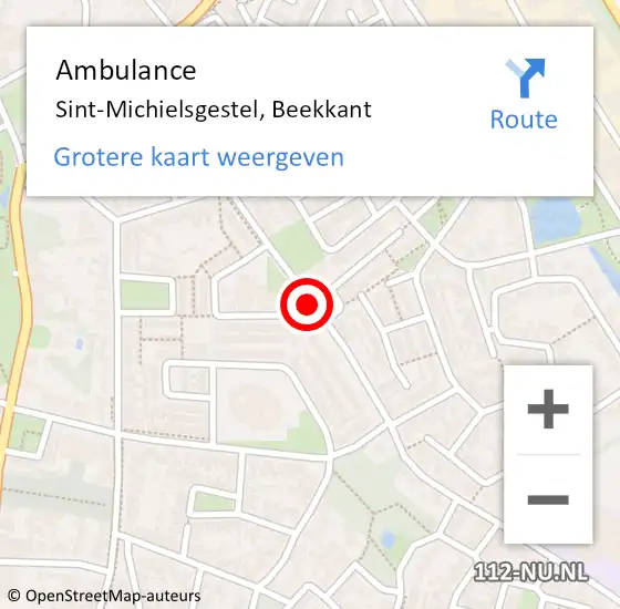 Locatie op kaart van de 112 melding: Ambulance Sint-Michielsgestel, Beekkant op 18 december 2019 17:14