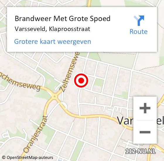 Locatie op kaart van de 112 melding: Brandweer Met Grote Spoed Naar Varsseveld, Klaproosstraat op 18 december 2019 17:38