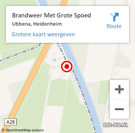 Locatie op kaart van de 112 melding: Brandweer Met Grote Spoed Naar Ubbena, Heidenheim op 18 december 2019 17:40