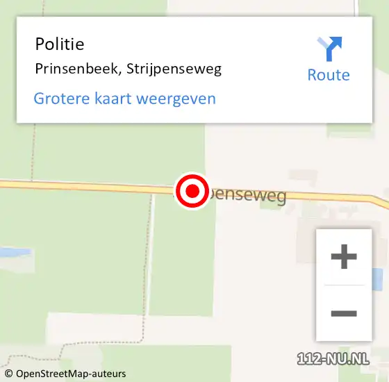 Locatie op kaart van de 112 melding: Politie Prinsenbeek, Strijpenseweg op 18 december 2019 19:13