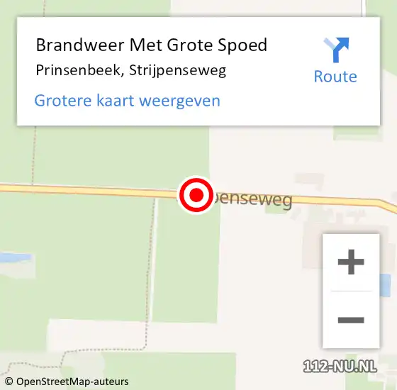 Locatie op kaart van de 112 melding: Brandweer Met Grote Spoed Naar Prinsenbeek, Strijpenseweg op 18 december 2019 19:13