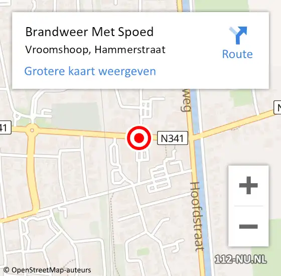 Locatie op kaart van de 112 melding: Brandweer Met Spoed Naar Vroomshoop, Hammerstraat op 18 december 2019 19:45