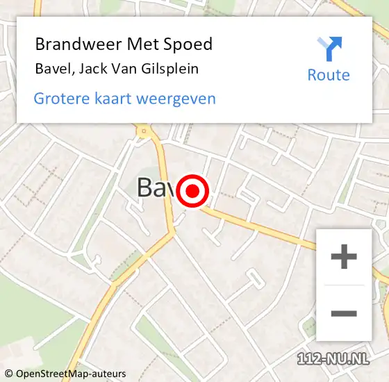 Locatie op kaart van de 112 melding: Brandweer Met Spoed Naar Bavel, Jack Van Gilsplein op 18 december 2019 19:59