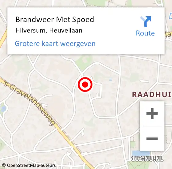 Locatie op kaart van de 112 melding: Brandweer Met Spoed Naar Hilversum, Heuvellaan op 18 december 2019 20:11