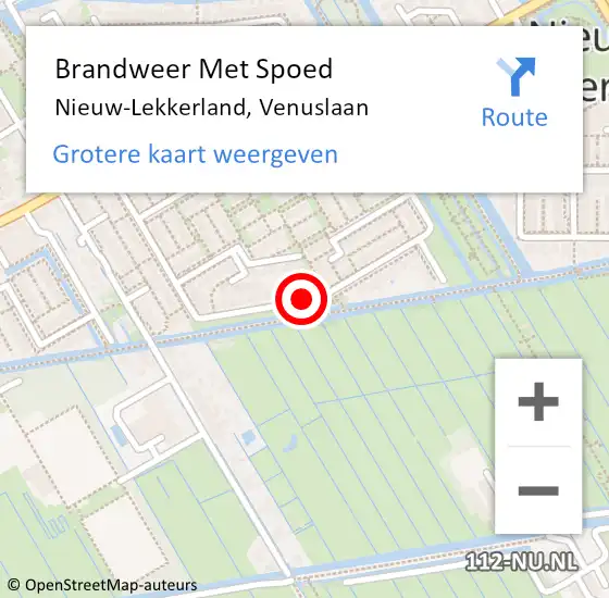 Locatie op kaart van de 112 melding: Brandweer Met Spoed Naar Nieuw-Lekkerland, Venuslaan op 18 december 2019 20:50