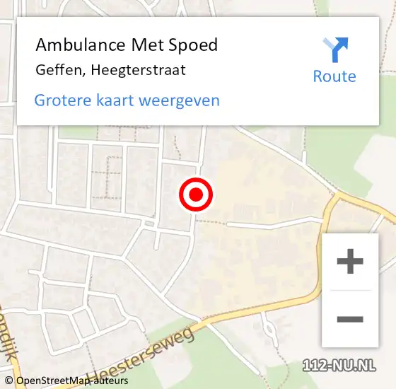 Locatie op kaart van de 112 melding: Ambulance Met Spoed Naar Geffen, Heegterstraat op 18 december 2019 20:56