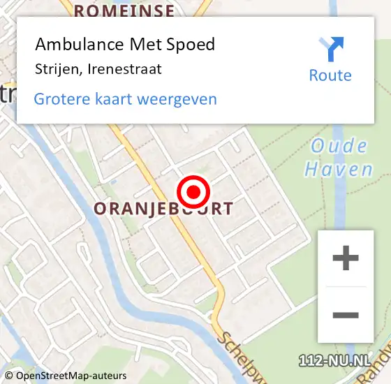Locatie op kaart van de 112 melding: Ambulance Met Spoed Naar Strijen, Irenestraat op 18 december 2019 22:15