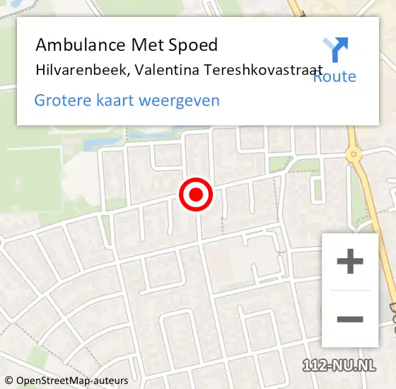 Locatie op kaart van de 112 melding: Ambulance Met Spoed Naar Hilvarenbeek, Valentina Tereshkovastraat op 18 december 2019 22:20