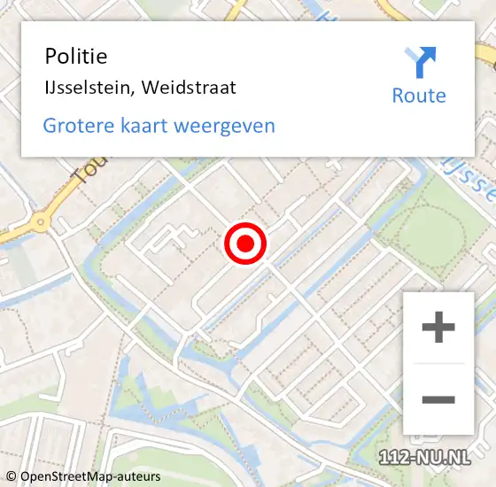 Locatie op kaart van de 112 melding: Politie IJsselstein, Weidstraat op 18 december 2019 22:32