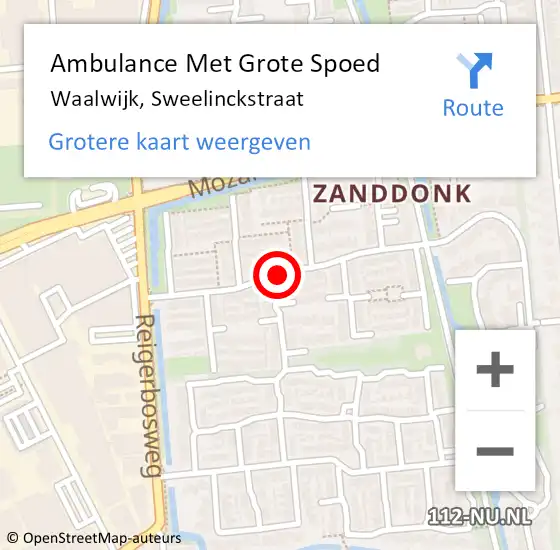 Locatie op kaart van de 112 melding: Ambulance Met Grote Spoed Naar Waalwijk, Sweelinckstraat op 18 december 2019 22:48