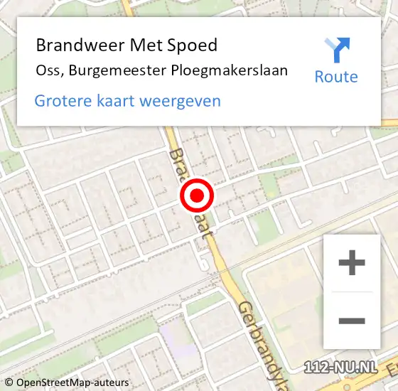 Locatie op kaart van de 112 melding: Brandweer Met Spoed Naar Oss, Burgemeester Ploegmakerslaan op 18 december 2019 22:59