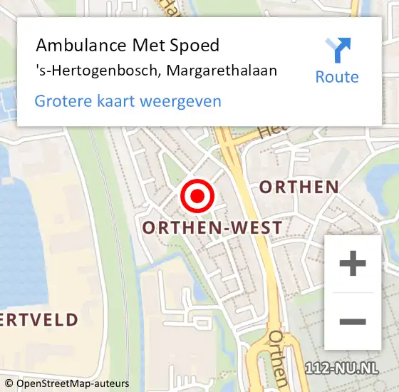 Locatie op kaart van de 112 melding: Ambulance Met Spoed Naar 's-Hertogenbosch, Margarethalaan op 18 december 2019 23:18