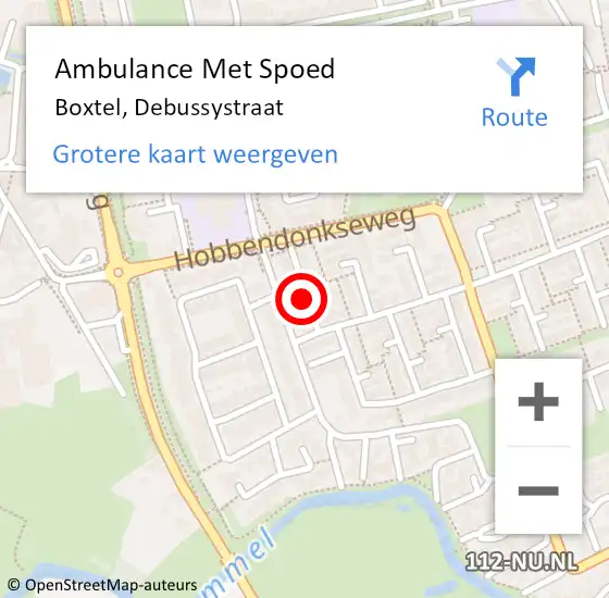 Locatie op kaart van de 112 melding: Ambulance Met Spoed Naar Boxtel, Debussystraat op 19 december 2019 00:30