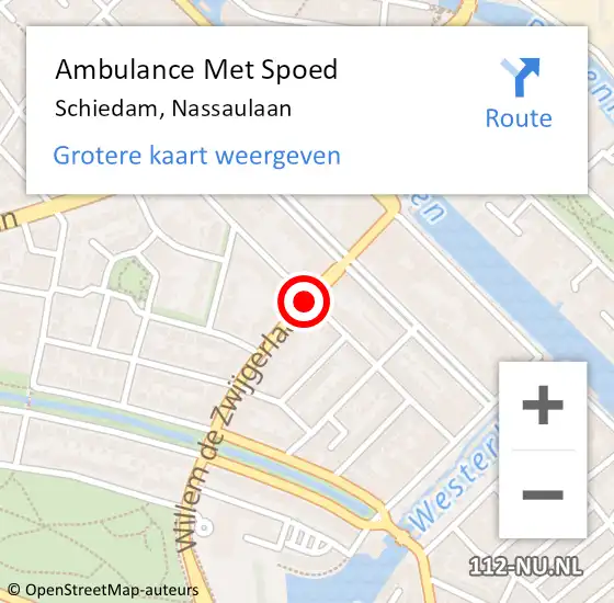 Locatie op kaart van de 112 melding: Ambulance Met Spoed Naar Schiedam, Nassaulaan op 19 december 2019 03:01