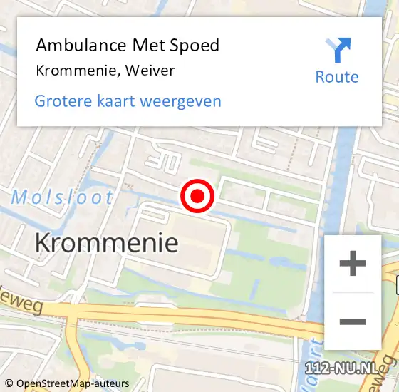 Locatie op kaart van de 112 melding: Ambulance Met Spoed Naar Krommenie, Weiver op 19 december 2019 04:38
