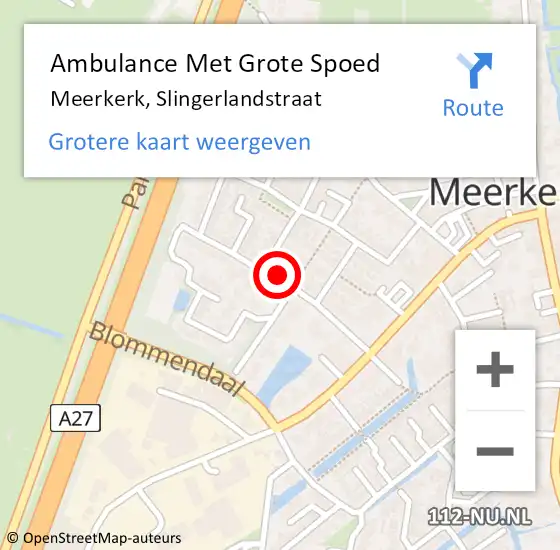 Locatie op kaart van de 112 melding: Ambulance Met Grote Spoed Naar Meerkerk, Slingerlandstraat op 19 december 2019 06:53