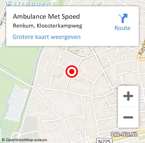 Locatie op kaart van de 112 melding: Ambulance Met Spoed Naar Renkum, Kloosterkampweg op 19 december 2019 07:05