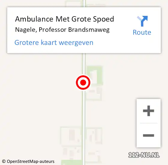 Locatie op kaart van de 112 melding: Ambulance Met Grote Spoed Naar Nagele, Professor Brandsmaweg op 19 december 2019 08:52