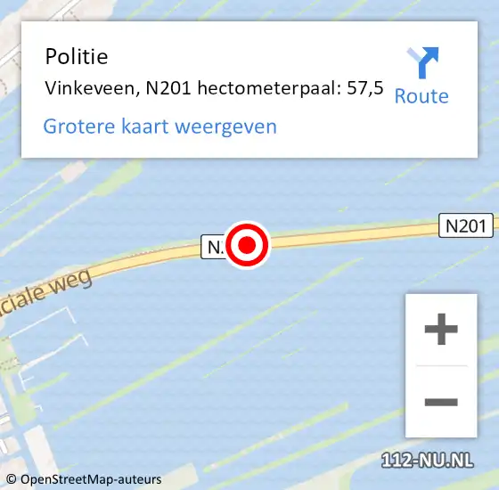 Locatie op kaart van de 112 melding: Politie Vinkeveen, N201 hectometerpaal: 57,5 op 19 december 2019 09:14