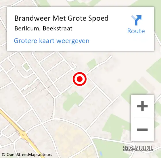 Locatie op kaart van de 112 melding: Brandweer Met Grote Spoed Naar Berlicum, Beekstraat op 19 december 2019 09:21