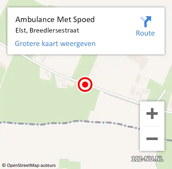 Locatie op kaart van de 112 melding: Ambulance Met Spoed Naar Elst, Breedlersestraat op 19 december 2019 09:32