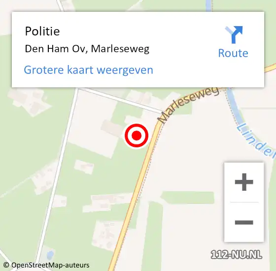 Locatie op kaart van de 112 melding: Politie Den Ham Ov, Marleseweg op 19 december 2019 11:03