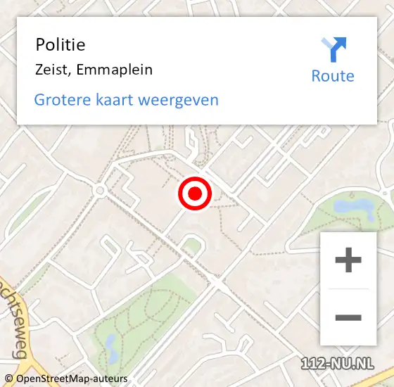 Locatie op kaart van de 112 melding: Politie Zeist, Emmaplein op 19 december 2019 11:31