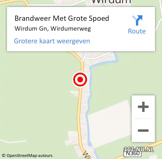 Locatie op kaart van de 112 melding: Brandweer Met Grote Spoed Naar Wirdum Gn, Wirdumerweg op 19 december 2019 11:45