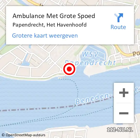 Locatie op kaart van de 112 melding: Ambulance Met Grote Spoed Naar Papendrecht, Het Havenhoofd op 19 december 2019 12:16