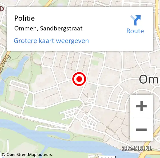 Locatie op kaart van de 112 melding: Politie Ommen, Sandbergstraat op 19 december 2019 12:36