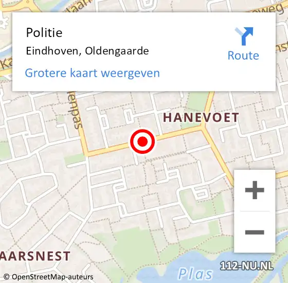 Locatie op kaart van de 112 melding: Politie Eindhoven, Oldengaarde op 19 december 2019 13:03