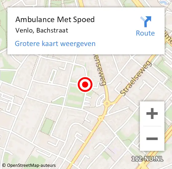 Locatie op kaart van de 112 melding: Ambulance Met Spoed Naar Venlo, Bachstraat op 19 december 2019 13:23