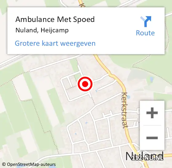 Locatie op kaart van de 112 melding: Ambulance Met Spoed Naar Nuland, Heijcamp op 19 december 2019 14:14