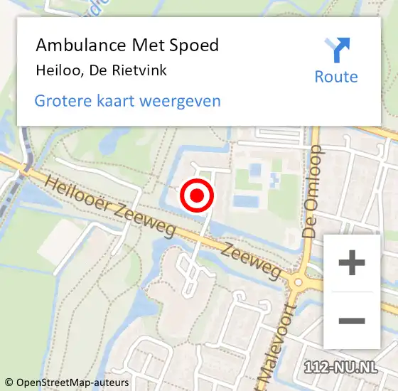 Locatie op kaart van de 112 melding: Ambulance Met Spoed Naar Heiloo, De Rietvink op 19 december 2019 14:30