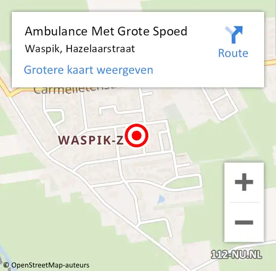 Locatie op kaart van de 112 melding: Ambulance Met Grote Spoed Naar Waspik, Hazelaarstraat op 23 april 2014 12:19