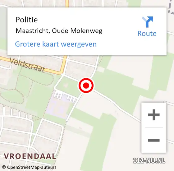 Locatie op kaart van de 112 melding: Politie Maastricht, Oude Molenweg op 19 december 2019 15:39