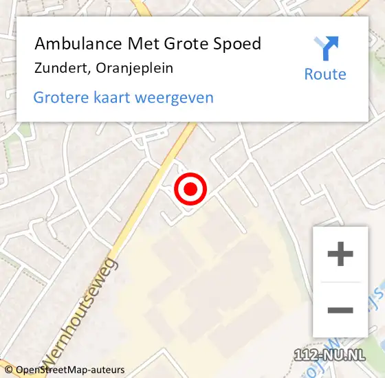 Locatie op kaart van de 112 melding: Ambulance Met Grote Spoed Naar Zundert, Oranjeplein op 19 december 2019 16:08