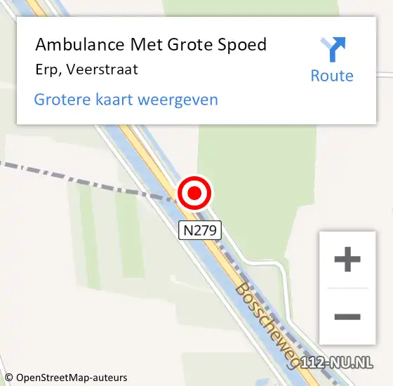 Locatie op kaart van de 112 melding: Ambulance Met Grote Spoed Naar Erp, Veerstraat op 19 december 2019 16:54