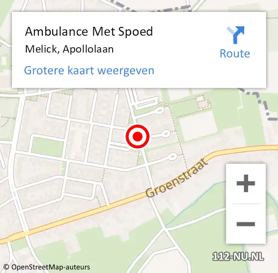 Locatie op kaart van de 112 melding: Ambulance Met Spoed Naar Melick, Apollolaan op 19 december 2019 17:59