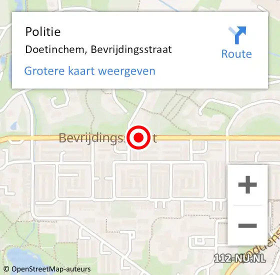 Locatie op kaart van de 112 melding: Politie Doetinchem, Bevrijdingsstraat op 19 december 2019 18:14