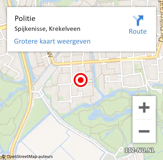 Locatie op kaart van de 112 melding: Politie Spijkenisse, Krekelveen op 19 december 2019 18:31