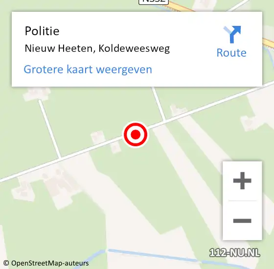 Locatie op kaart van de 112 melding: Politie Nieuw Heeten, Koldeweesweg op 19 december 2019 18:34