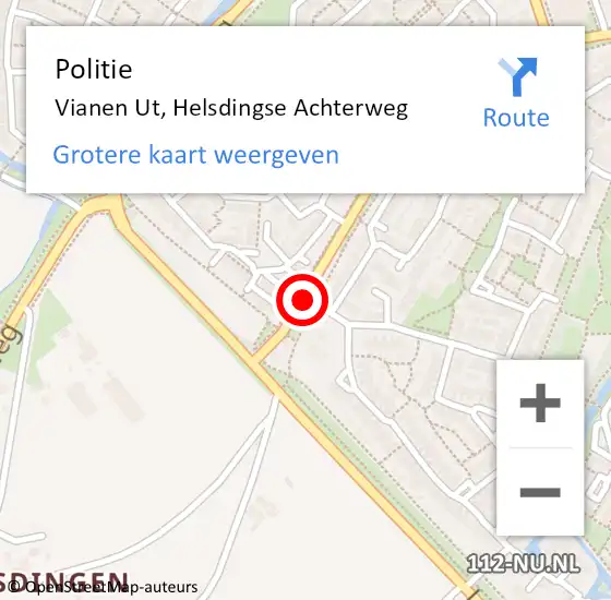 Locatie op kaart van de 112 melding: Politie Vianen Ut, Helsdingse Achterweg op 19 december 2019 18:43