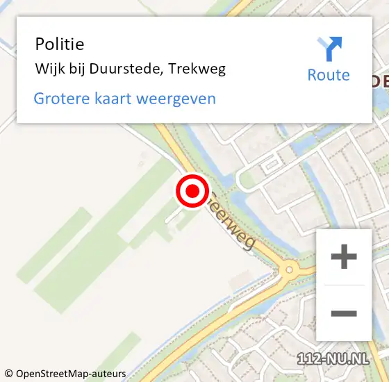 Locatie op kaart van de 112 melding: Politie Wijk bij Duurstede, Trekweg op 19 december 2019 18:46